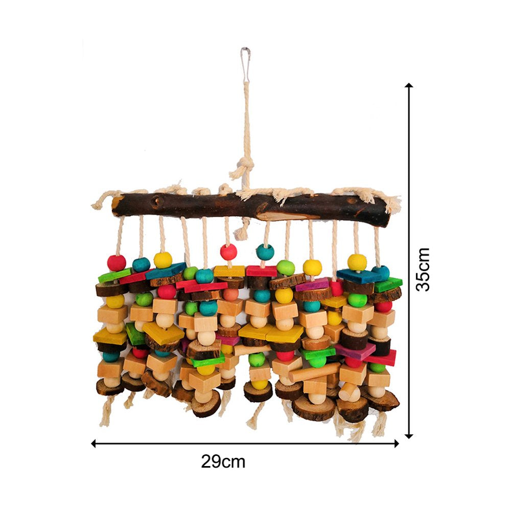 Big Medium Parrot Building Block Wooden Ladder Stand Perch Bar Bird Rope Pet Toy