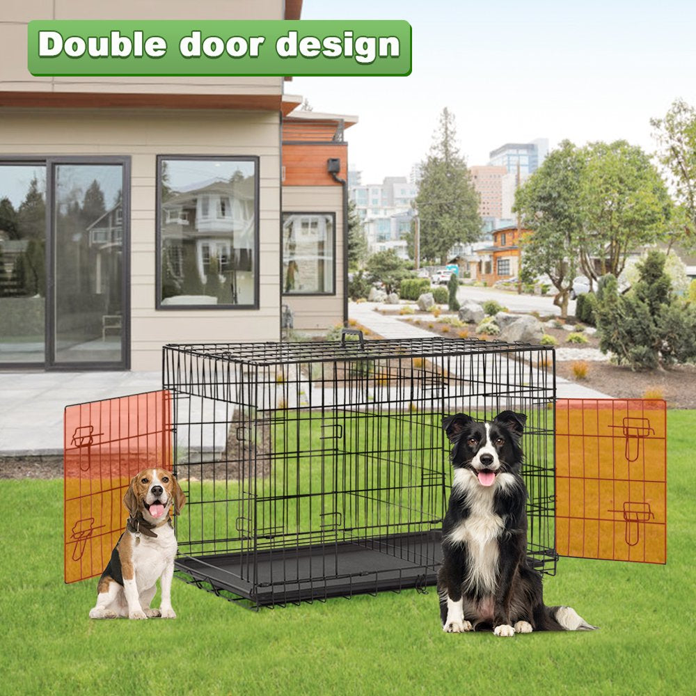 Bestpet Double-Door Metal Dog Crate with Divider and Tray, X-Large, 48"L Animals & Pet Supplies > Pet Supplies > Dog Supplies > Dog Kennels & Runs BestPet   