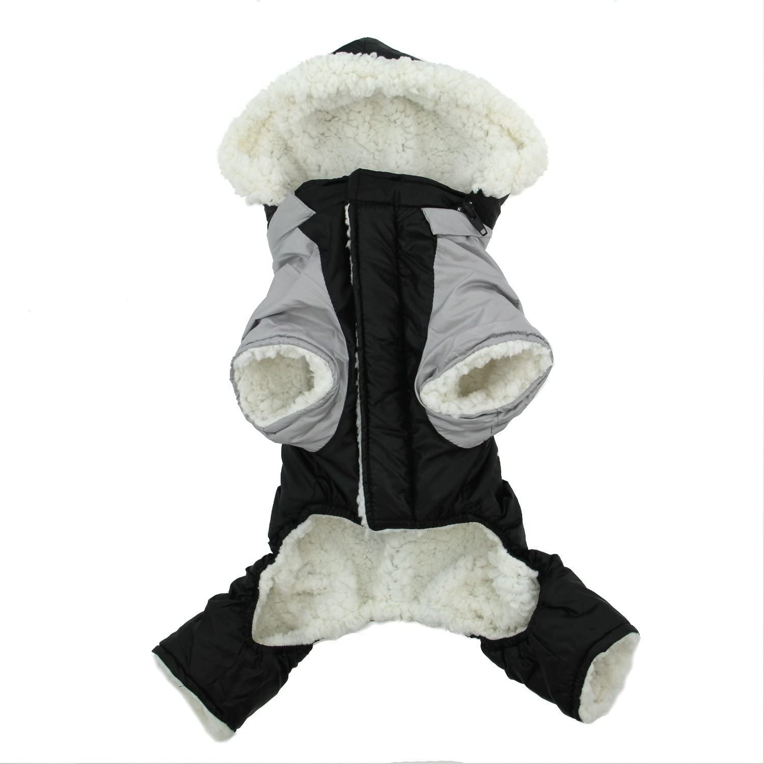 Dog Coat - "Ruffin' It" Snowsuit - Black & Grey - Small/Medium (S/M) Animals & Pet Supplies > Pet Supplies > Dog Supplies > Dog Apparel Doggie Design   