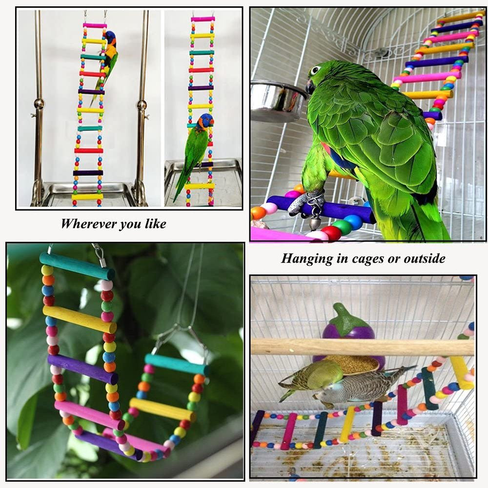 Bird Parrot Toys, Naturals Rope Colorful Step Ladder Swing Bridge for Pet Trainning Playing, Flexible Birds Cage Accessories Deco Animals & Pet Supplies > Pet Supplies > Bird Supplies > Bird Cage Accessories AUPERTO   