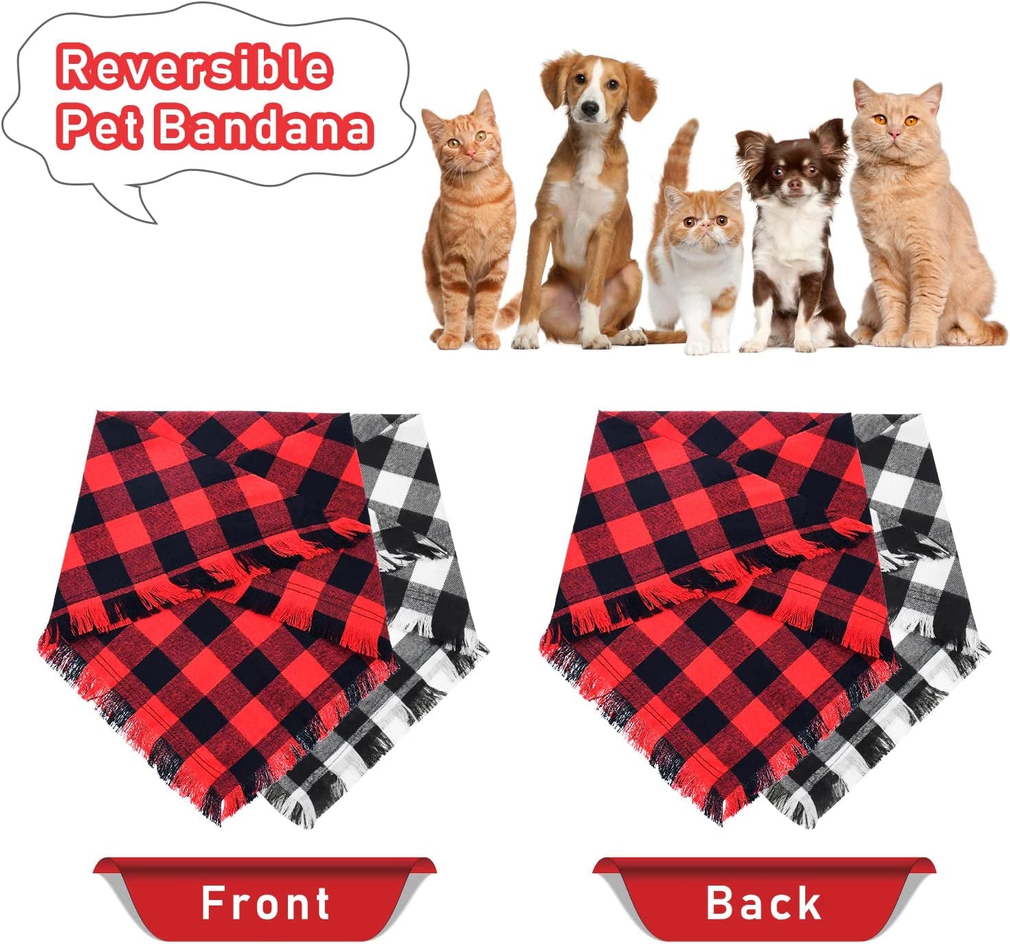 Malier 2 Pack Dog Bandana, Christmas Classic Buffalo Plaid Pattern with Tassels Edges Bandana, Pets Scarf Triangle Bibs Kerchief Bandana Costume Accessories for Small Medium Large Dogs Cats Animals & Pet Supplies > Pet Supplies > Dog Supplies > Dog Apparel Malier   