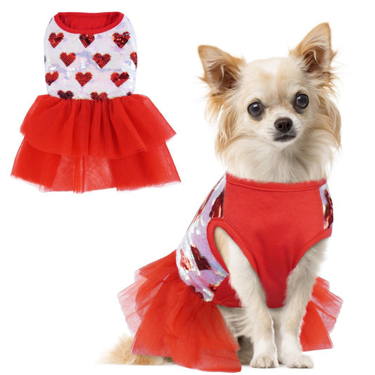 PUMYPOREITY Tutu Skirt for Small Medium Girl Dogs, Sweet Dog Princess Dresses, Cute Dog Dress Pet Dress for French Bulldog Yorkie, Puppy Clothes Outfit Apparel for Wedding Party Holiday Animals & Pet Supplies > Pet Supplies > Dog Supplies > Dog Apparel PUMYPOREITY XS  