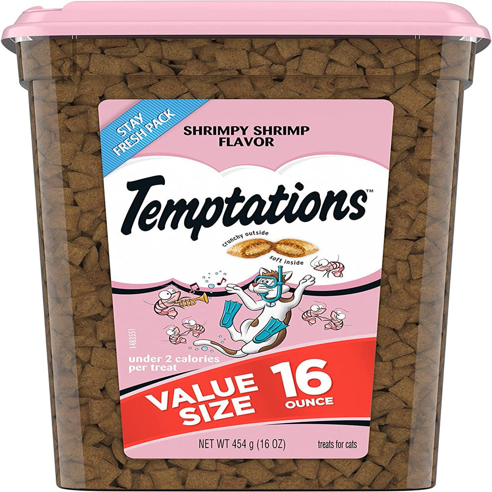Temptations Classic Crunchy and Soft Cat Treats, Shrimp Flavor, 16 Oz.