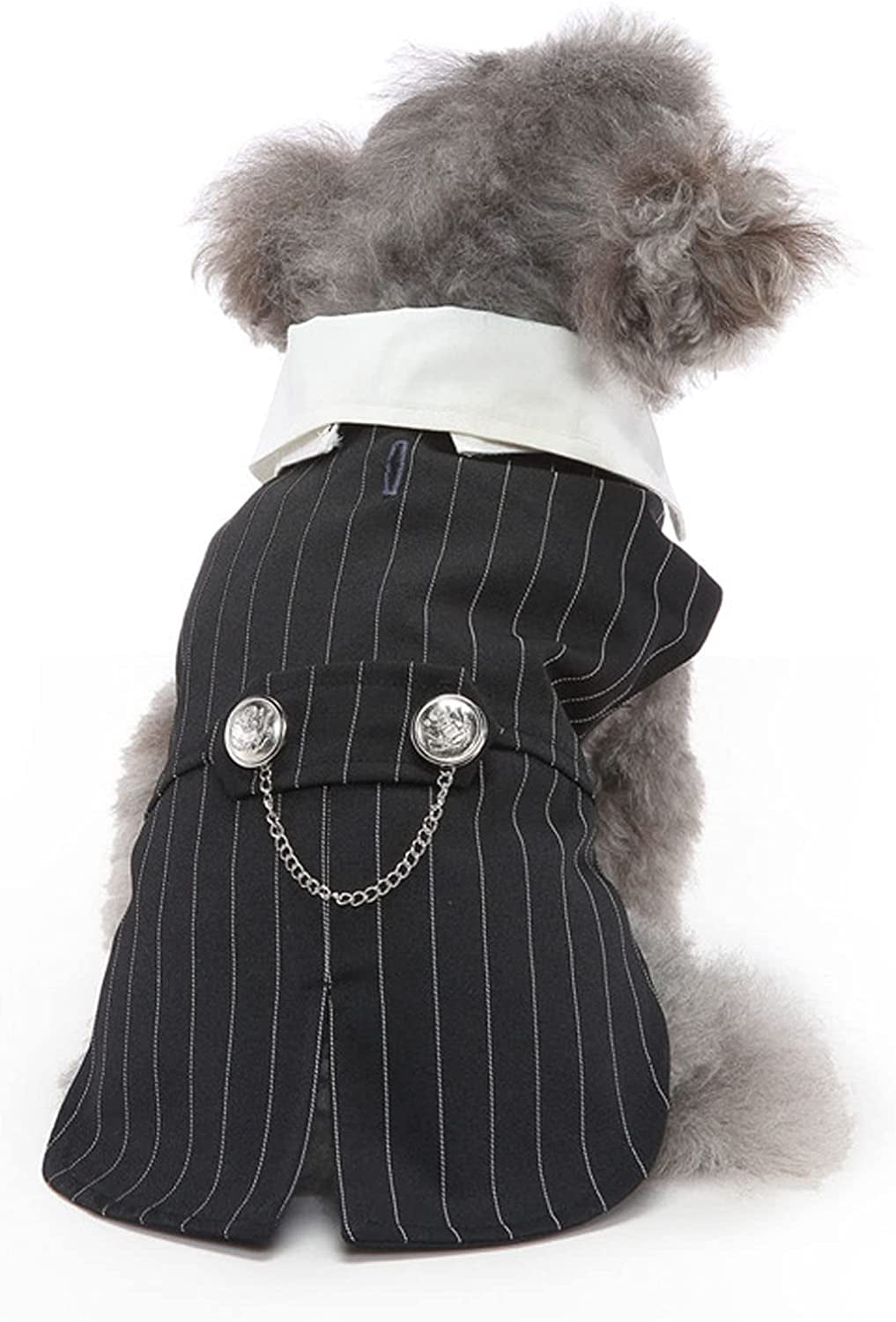 Pet Wedding Suit, Cute Stylish Vertical Stripe Breathing Dog Tuxedo Costume for Halloween Birthday Party (M) Animals & Pet Supplies > Pet Supplies > Dog Supplies > Dog Apparel LEYT   