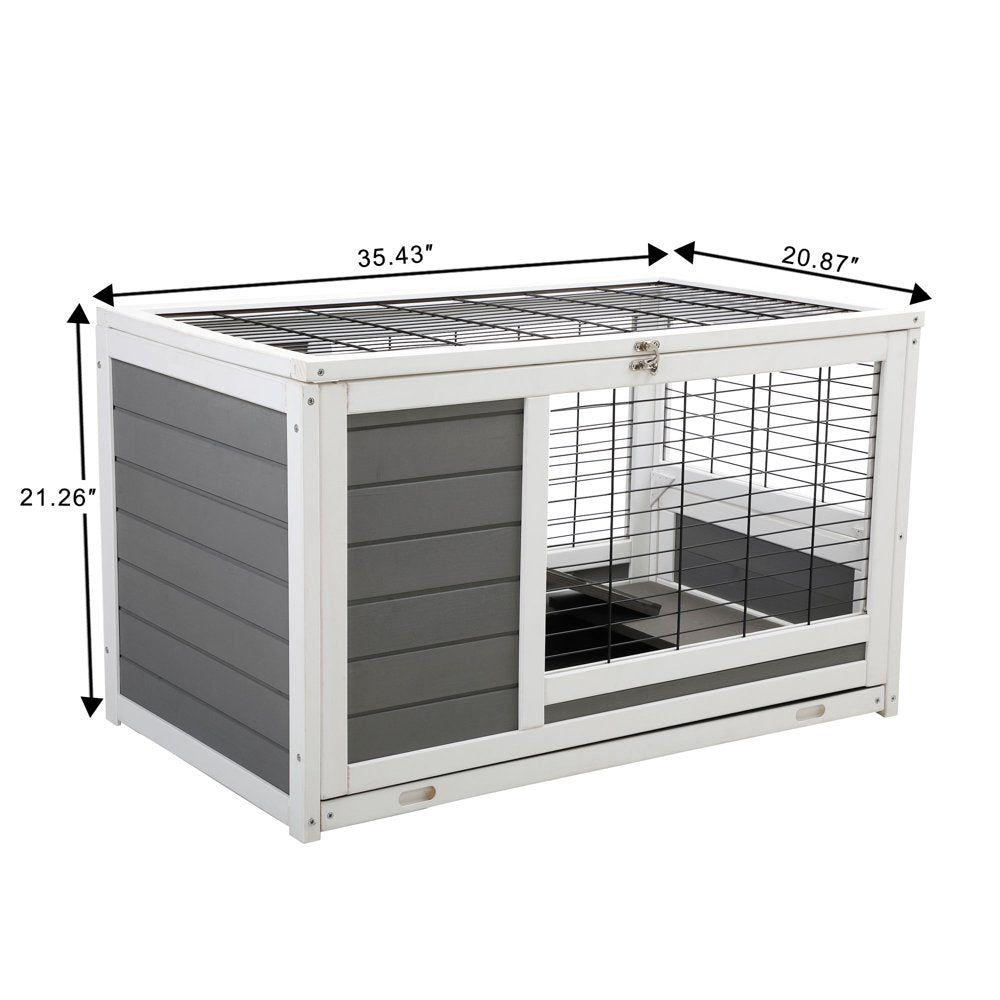 Uwr-Nite Wooden Rabbit Hutch Bunny House Elevated Pet Cage Small Animal Guinea Pig Habitat with Slide-Out Tray Lockable Door Openable Top for Indoor Animals & Pet Supplies > Pet Supplies > Small Animal Supplies > Small Animal Habitats & Cages UWR-Nite   