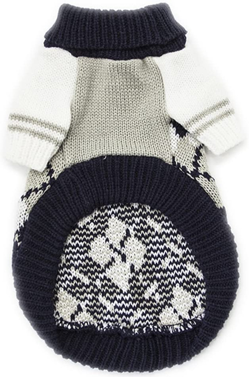 BOBIBI Dog Sweater of the Diamond Plaid Pet Cat Winter Knitwear Warm Clothes,Navy,Xs Animals & Pet Supplies > Pet Supplies > Dog Supplies > Dog Apparel BOBIBI   