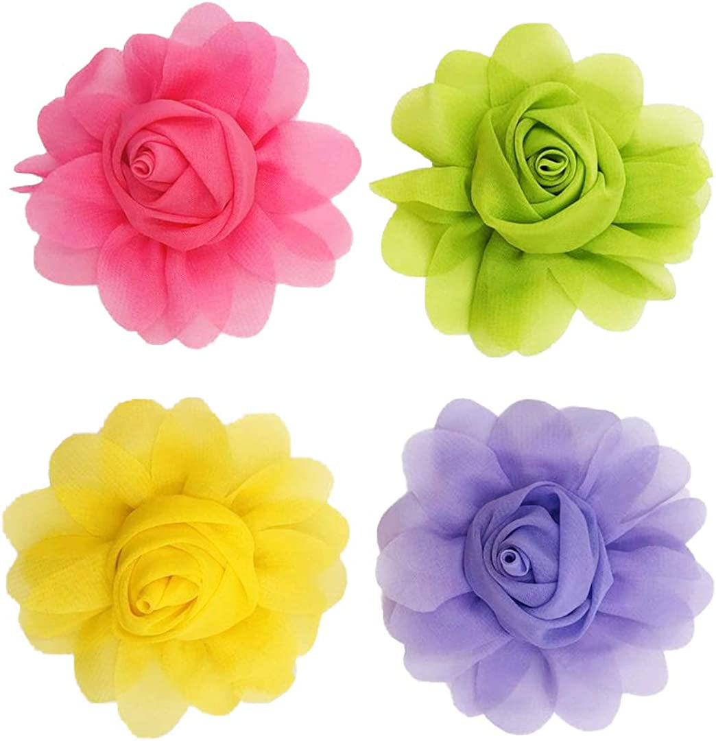 PET SHOW 4Pcs Dog Flowers Collar Charms Slides Attachment Accessories for Small Medium Large Dogs Cat Puppy Bows Grooming Supplies Animals & Pet Supplies > Pet Supplies > Dog Supplies > Dog Apparel Bysitshow D 3.4"  