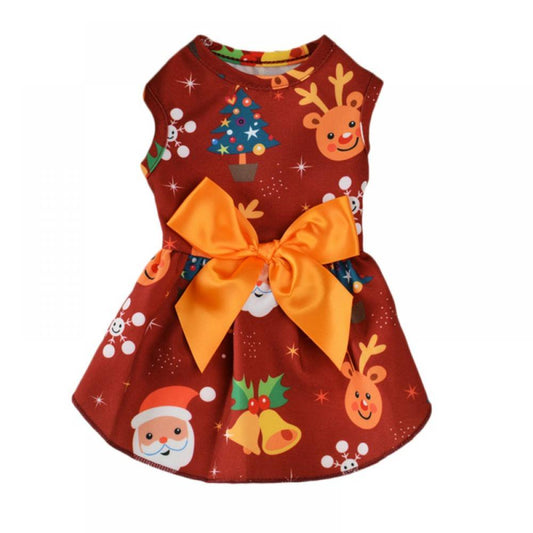 Catlerio Holiday Dog Dress Cute Halloween Pet Dresses Skirts Christmas Doggie Bowknot Dresses Thanksgiving Puppy Festival Skirts Pet Apparel Clothes Animals & Pet Supplies > Pet Supplies > Dog Supplies > Dog Apparel Catlerio L Red 