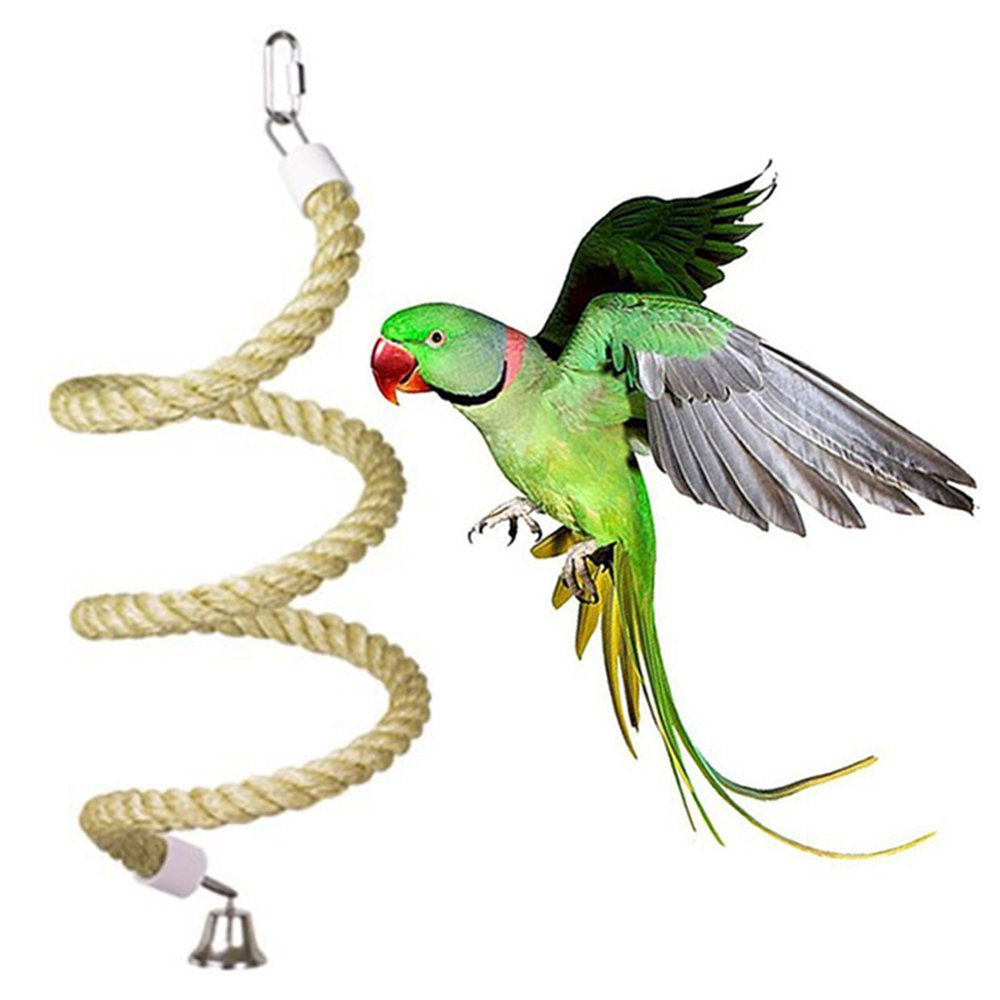 Meidiya Bird Spiral Rope Perch,Cotton Parrot Swing Bungee Bird Climbing Standing Toys with Bell Cage Accessories for Parrots Birds Animals & Pet Supplies > Pet Supplies > Bird Supplies > Bird Cage Accessories Meidiya   