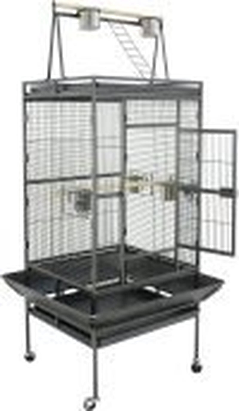 SUPER DEAL PRO 68’’ 2In1 Large Bird Cage with Rolling Stand Parrot Chinchilla Finch Cage Macaw Conure Cockatiel Cockatoo Pet House Wrought Iron Birdcage, Black Animals & Pet Supplies > Pet Supplies > Bird Supplies > Bird Cages & Stands Vonluxe Zone   