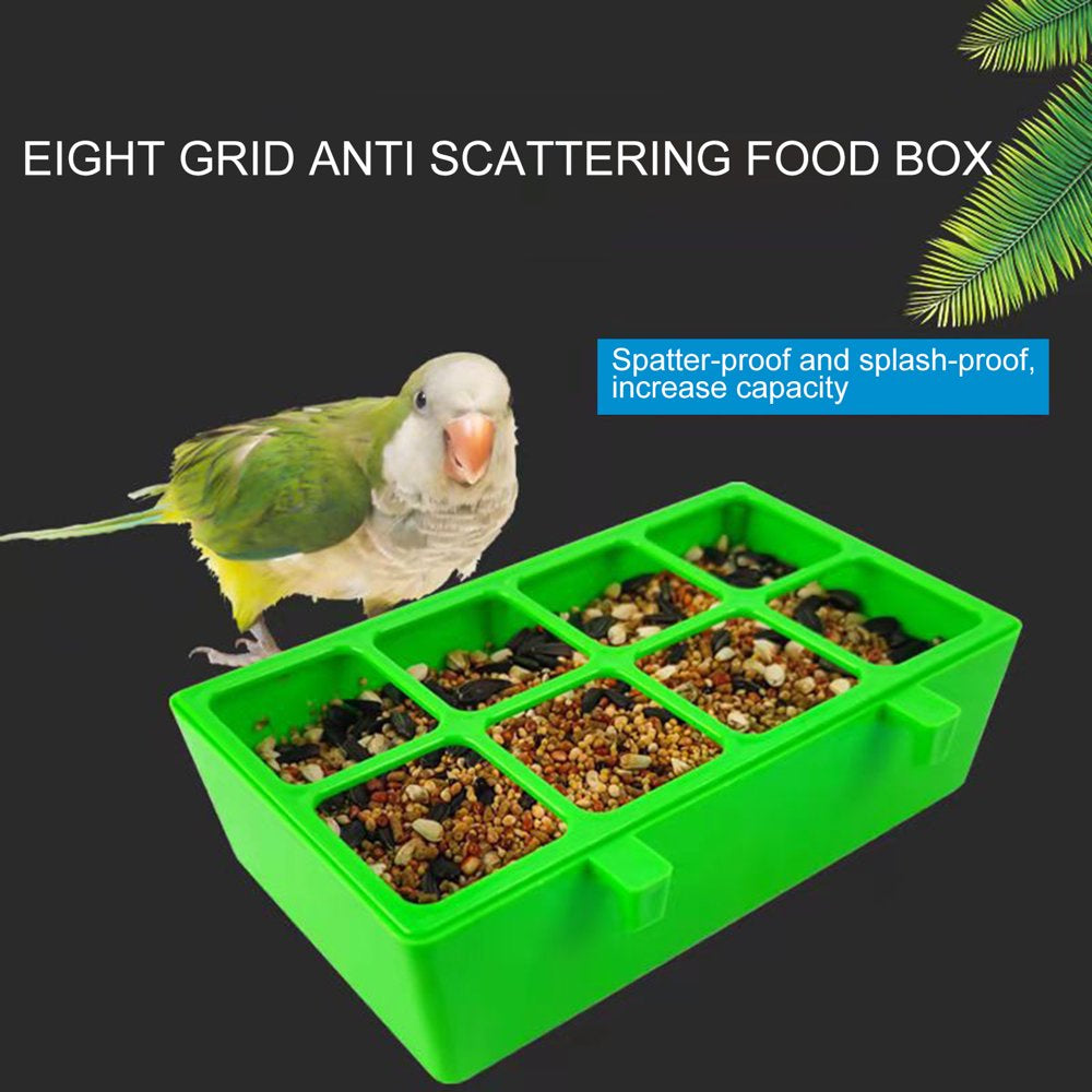 HEVIRGO Parrot Feeder 8 Compartments Splash-Proof Food Bowl Pet Bird Hanging Feeding Container Cage Accessories Green ABS Animals & Pet Supplies > Pet Supplies > Bird Supplies > Bird Cage Accessories HEVIRGO   