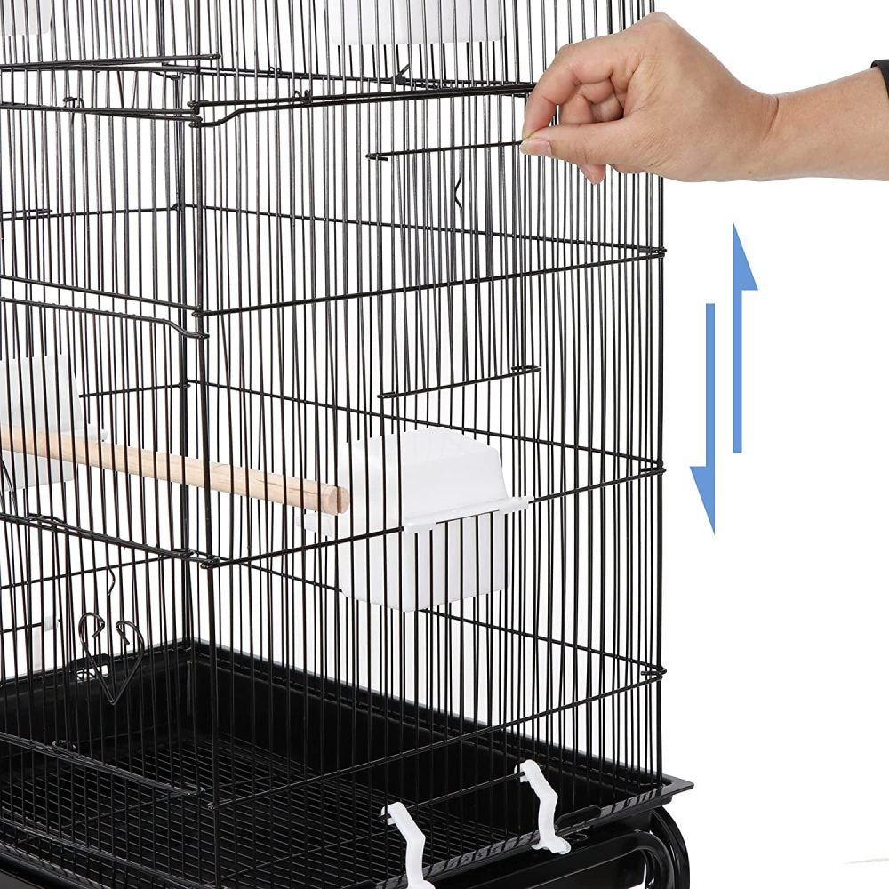 Balyfovin 602 Bird Cage with Rolling Stand Wrought Iron Pet Bird Cage Parrot Cockatiel Cockatoo Parakeet Finches Birdcage Medium Pet House Animals & Pet Supplies > Pet Supplies > Bird Supplies > Bird Cages & Stands BalyFovin   