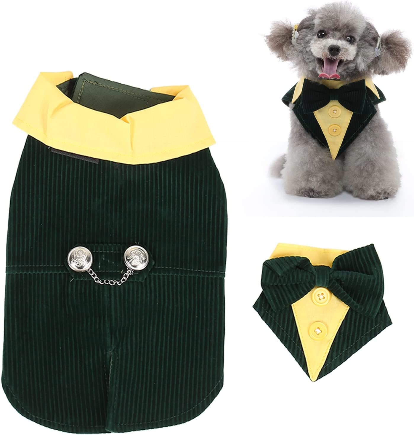 Pet Wedding Suit Retro Comfortable Formal Dog Wedding Attire Dog Tuxedo Suit with Bow Tie Collar for Special Events (XL) (Size : Large) Animals & Pet Supplies > Pet Supplies > Dog Supplies > Dog Apparel MAXBUS   