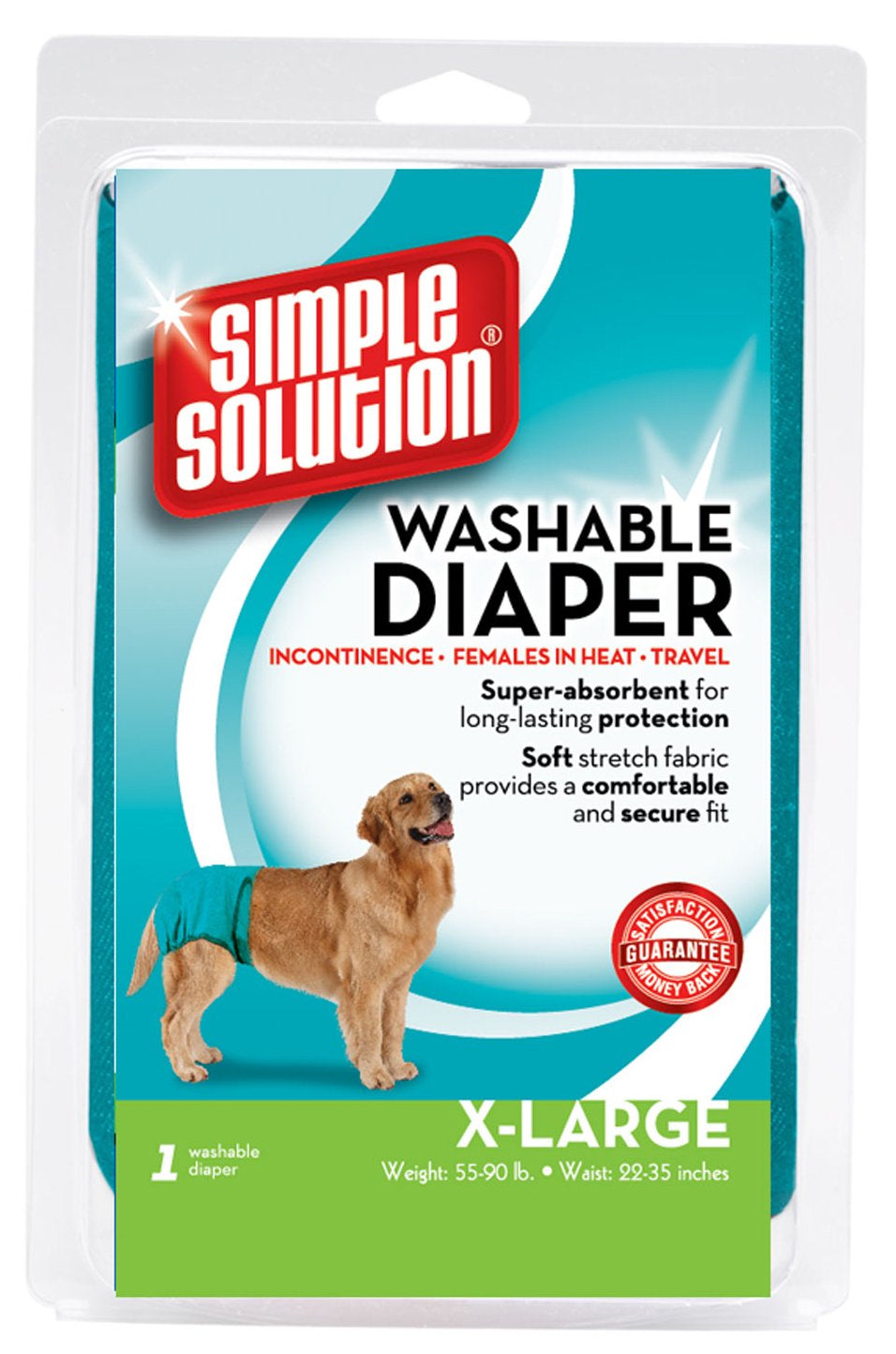 Simple Solution Washable Female Dog Diaper, Large, 1 Pack Animals & Pet Supplies > Pet Supplies > Dog Supplies > Dog Diaper Pads & Liners Simple Solution XL  