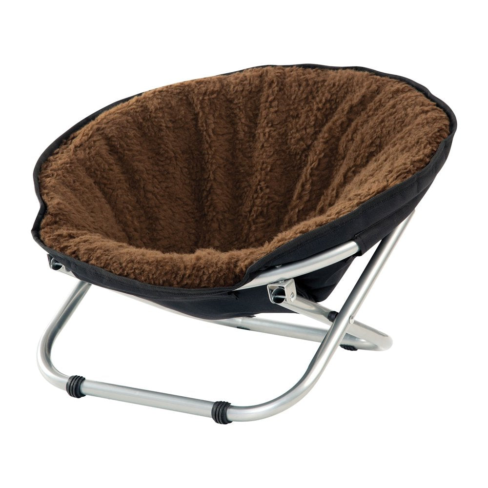 Folding Pet Cot Chair - Cat Bed, Brown Fleece Top Papasan Chair for Sm Animals & Pet Supplies > Pet Supplies > Cat Supplies > Cat Beds Etna   