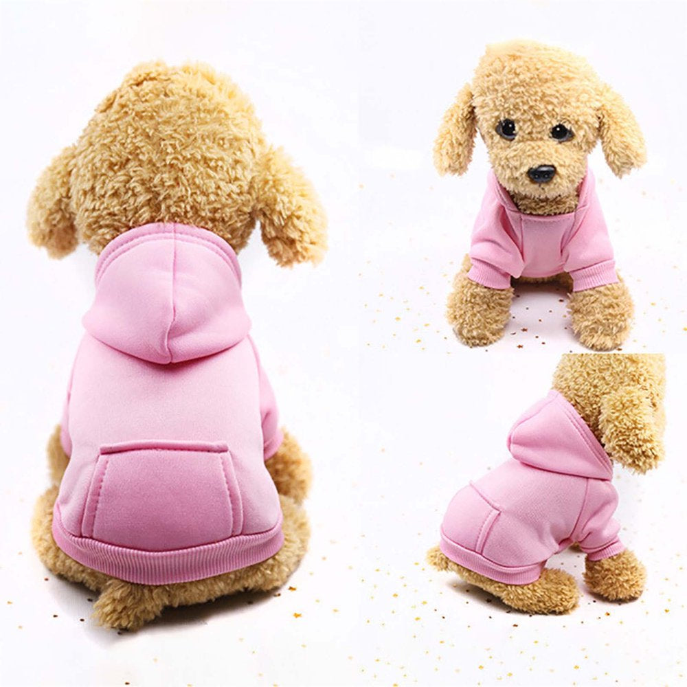 FAFWYP Dog Winter Sweatshirt Basic Pet Dogs Hoodie with Pocket, Solid Warm Puppy Sweater Clothes Soft Comfy Dog Jacket Windproof Coats, Pet Clothing Apparel for Dogs Cats Doggie Kitten Animals & Pet Supplies > Pet Supplies > Dog Supplies > Dog Apparel FAFWYP S Pink 