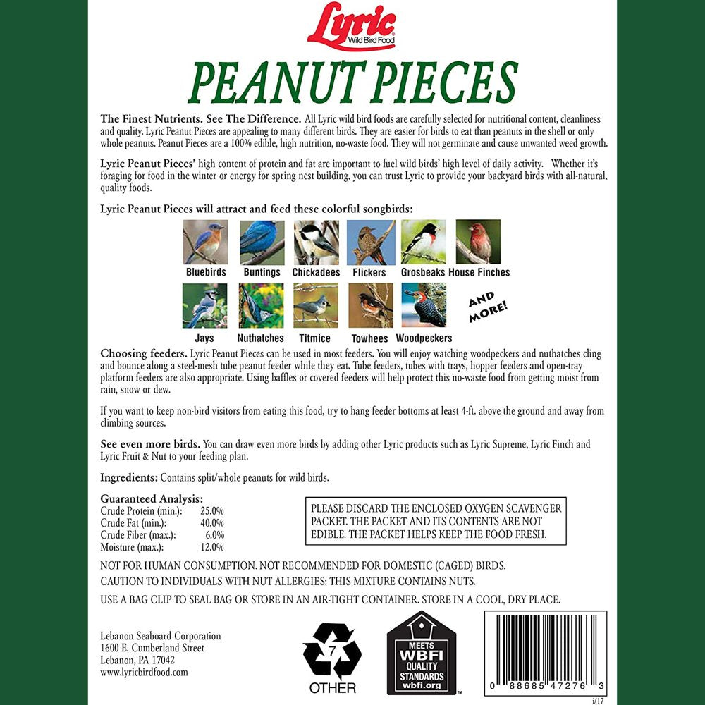 Lyric 2647464 Peanut Pieces Wild Bird Food, 5 Lb Animals & Pet Supplies > Pet Supplies > Bird Supplies > Bird Treats Lebanon Seaboard Corporation   