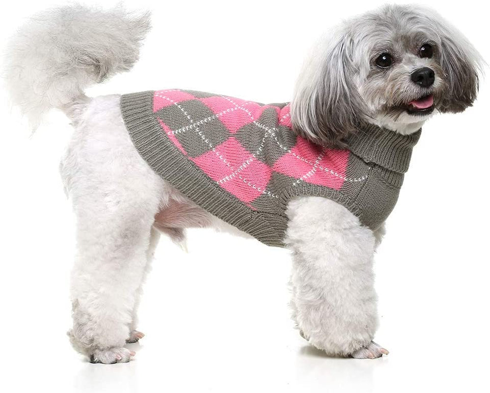 Classic Dog Sweater Knit Turtleneck, Plaid Knitwear Sweaters, Warm Clothes for Small Dogs Animals & Pet Supplies > Pet Supplies > Dog Supplies > Dog Apparel Orangexcel   