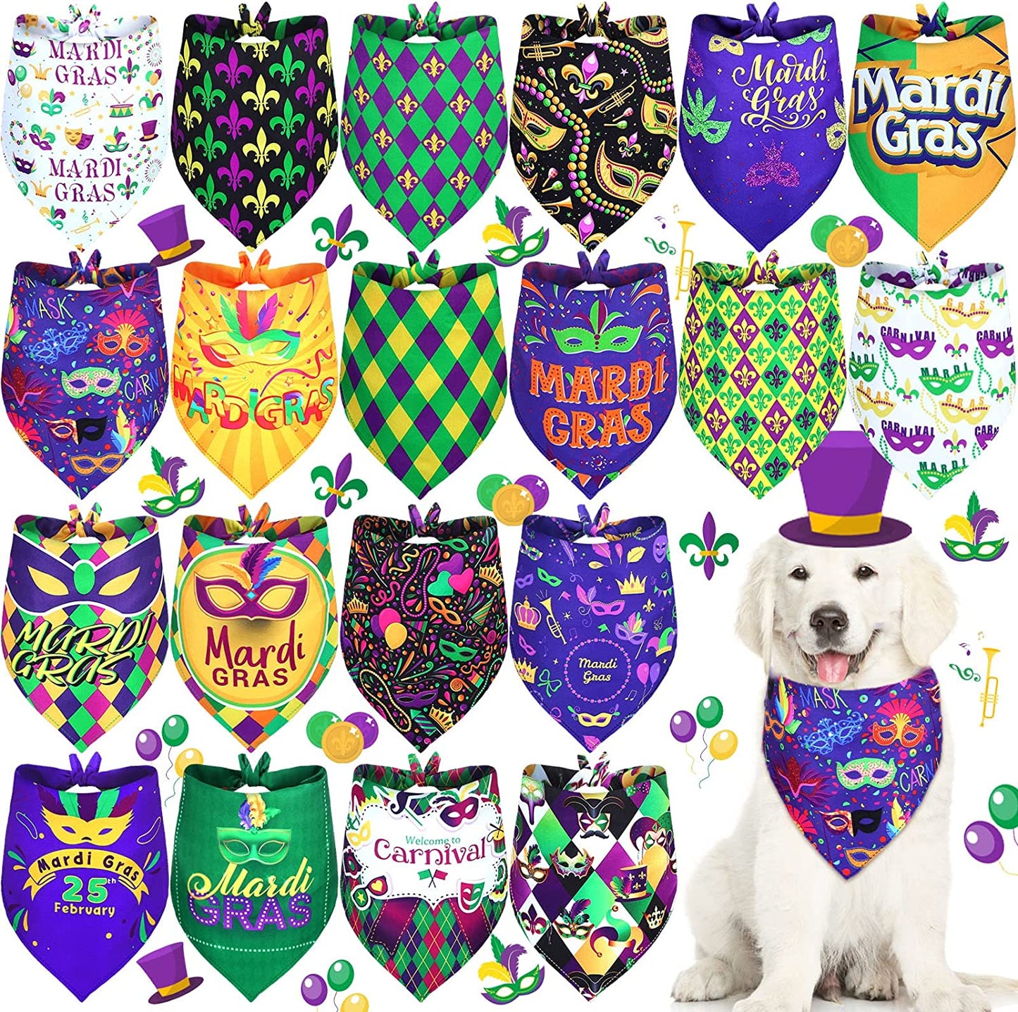 20 Pcs Easter Dog Bandana Easter Pet Scarf Washable Dog Triangle Bibs Rabbit Egg Carrot Pet Scarfs Adjustable Pet Triangle Washable Kerchief for Easter Dogs Cats (Rabbit, L) Animals & Pet Supplies > Pet Supplies > Dog Supplies > Dog Apparel Eccliy Clown L 