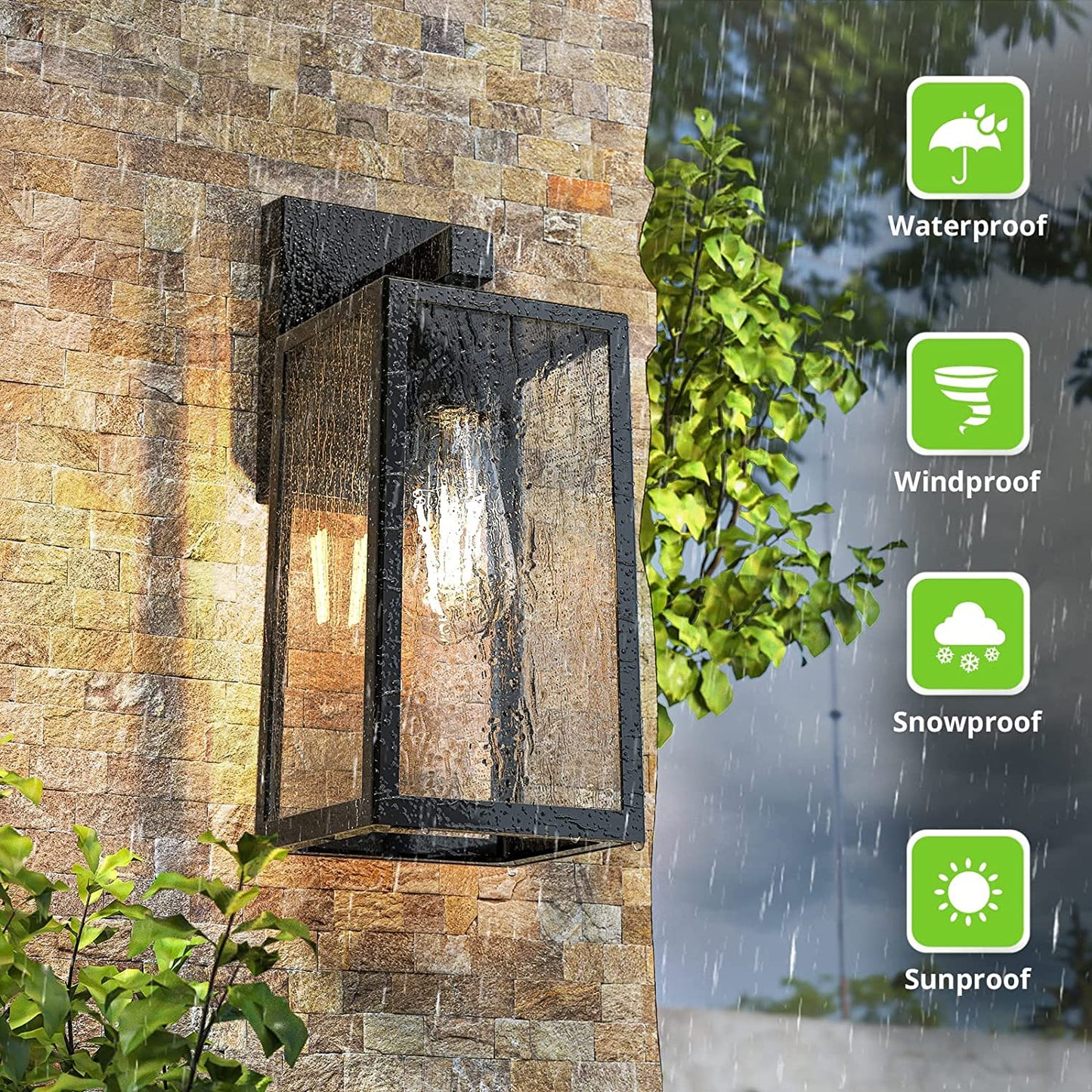 Maxvolador Outdoor Wall Sconce, Exterior Waterproof Wall Lantern Light Fixtures, Black Porch Lights with Toughened Glass Shade, Anti-Rust E26 Socket Front Door Wall Mount Lighting for Garage, 2 Pack Animals & Pet Supplies > Pet Supplies > Dog Supplies > Dog Apparel MAXvolador   