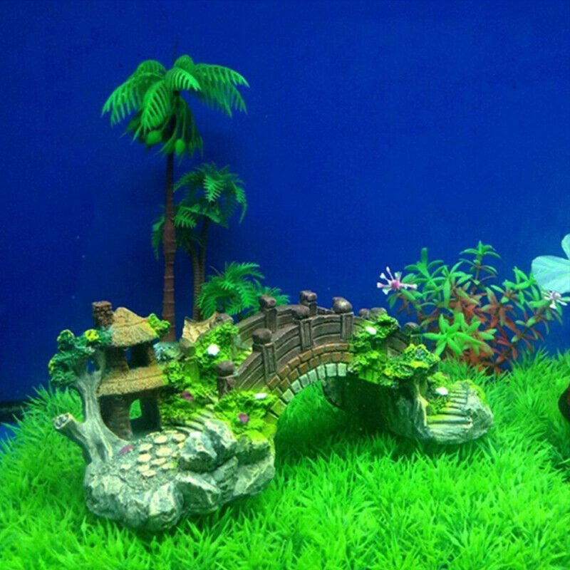 Costyle Aquarium Ornament Fish Tank Bridge Landscape Tree Photography Prop Decoration