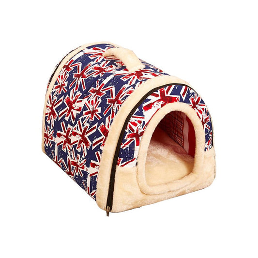 Dog House Kennel Nest with Mat Foldable Pet Dog Bed Cat Bed House for Small Medium Dogs
