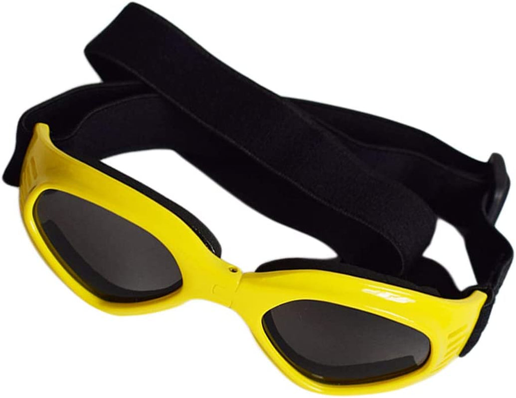 POPETPOP Fashion Pet Sunglasses, Foldable Puppy UV Protective Windproof Sunglasses, Cats Dogs Eyewear Protection with Adjustable Strap (Yellow) Animals & Pet Supplies > Pet Supplies > Dog Supplies > Dog Apparel POPETPOP   