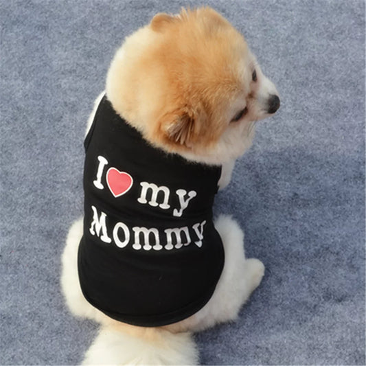 ALYWINS Small Pet Dog Vest Summer T-Shirt Clothes Animals & Pet Supplies > Pet Supplies > Dog Supplies > Dog Apparel ALYWINS S Black(I Love My Mommy) 