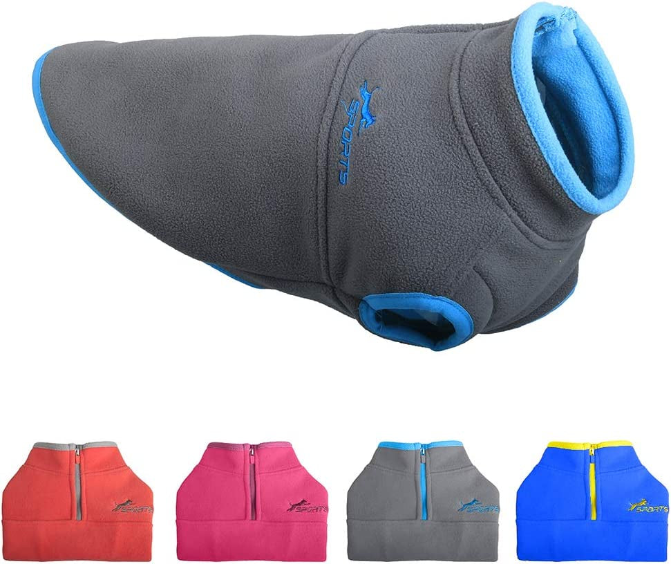 YIEPAL Cold Weather Fleece Dog Vest for Small Dog Half Zip Pullover Puppy Sweater Winter Warm Coat Clothes for Dog, Pink/Purple, Small Animals & Pet Supplies > Pet Supplies > Dog Supplies > Dog Apparel Leepets Grey S:chest～11" 