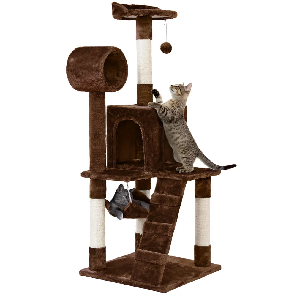 Smilemart 51" Cat Tree with Hammock and Scratching Post Tower, Black Animals & Pet Supplies > Pet Supplies > Cat Supplies > Cat Furniture SmileMart Brown  