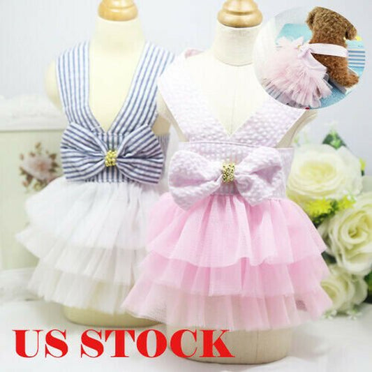Pet Cat Dog Bow Tutu Lace Dress Skirt Puppy Princess Costume Apparel Clothes Animals & Pet Supplies > Pet Supplies > Dog Supplies > Dog Apparel Zoiuytrg XL Pink 