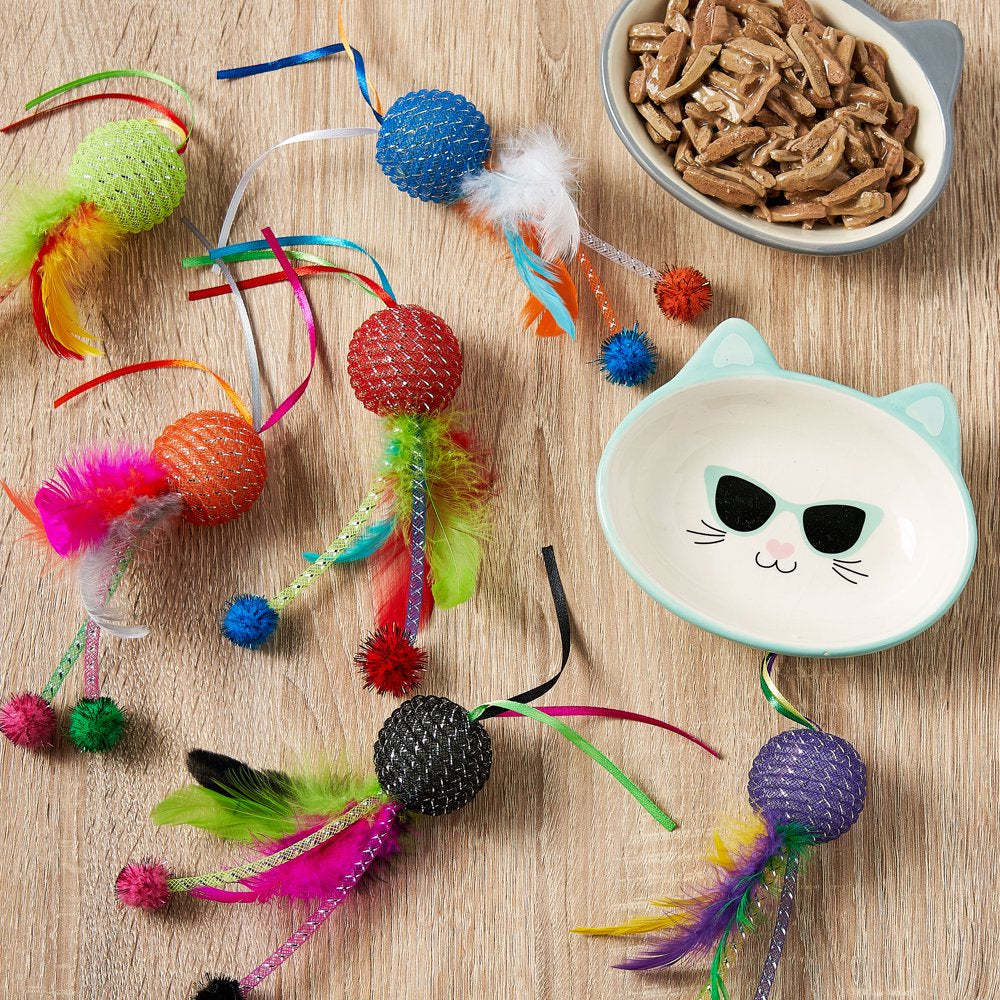 Vibrant Life Mesh Feather Ball Cat Toy, Color May Vary Animals & Pet Supplies > Pet Supplies > Cat Supplies > Cat Toys Multipet   