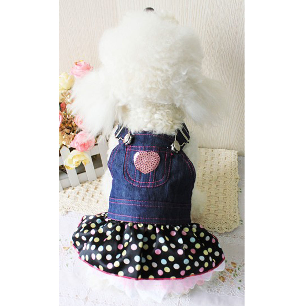 Pet Dog Puppy Denim Dre Skirt Clothes Apparel Pink Sequin Heart Pocket XS Animals & Pet Supplies > Pet Supplies > Dog Supplies > Dog Apparel SunniMix XL  