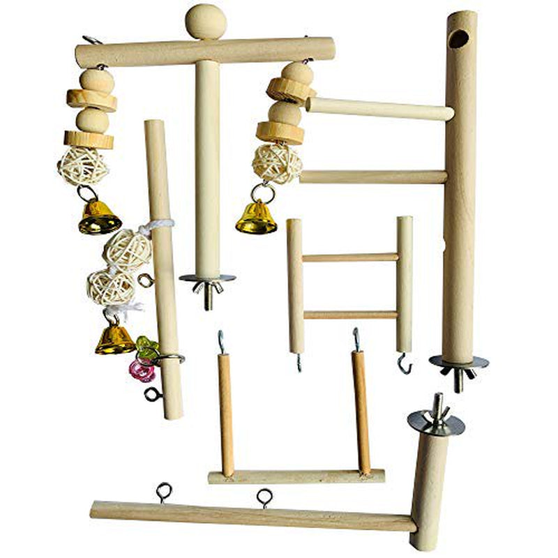 PINVNBY Bird Playground Parrot Play Gym Parakeet Cage Play Stand Wooden Perches Playpen&Nbsp;Ladders Conure Chewing Climbing Swing Animals & Pet Supplies > Pet Supplies > Bird Supplies > Bird Cages & Stands PINVNBY   