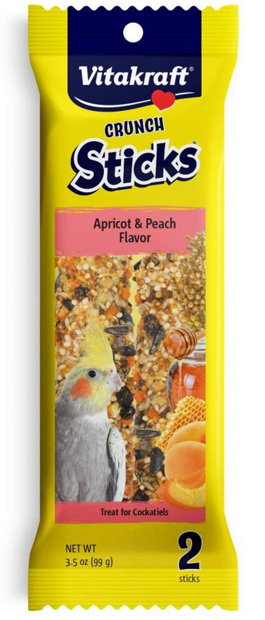 Vitakraft Crunch Sticks Apricot & Peach Cockatiel Treats 2 Count Pack of 4