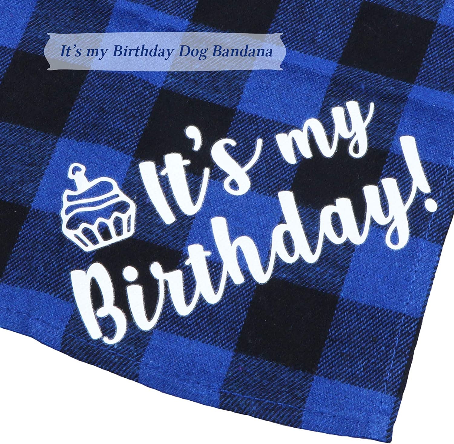 STMK Dog Birthday Bandana, It’S My Birthday Plaid Dog Puppy Birthday Bandana Triangle Scarf for Dog Puppy Birthday Party Supplies (Blue) Animals & Pet Supplies > Pet Supplies > Dog Supplies > Dog Apparel STMK   