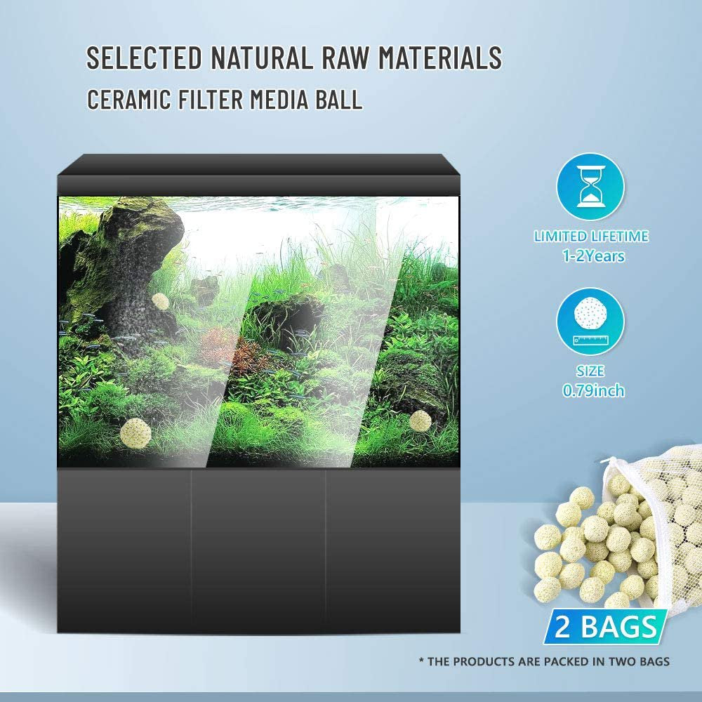 NEZO Aquarium Filter Media Porous Balls (Net Weight 5.5 Lbs) Bio Ceramic for Fresh Water, Sea Water Aquarium Fish Tank and Koi Pond, 2 Bags/Pack Animals & Pet Supplies > Pet Supplies > Fish Supplies > Aquarium Filters NEZO   