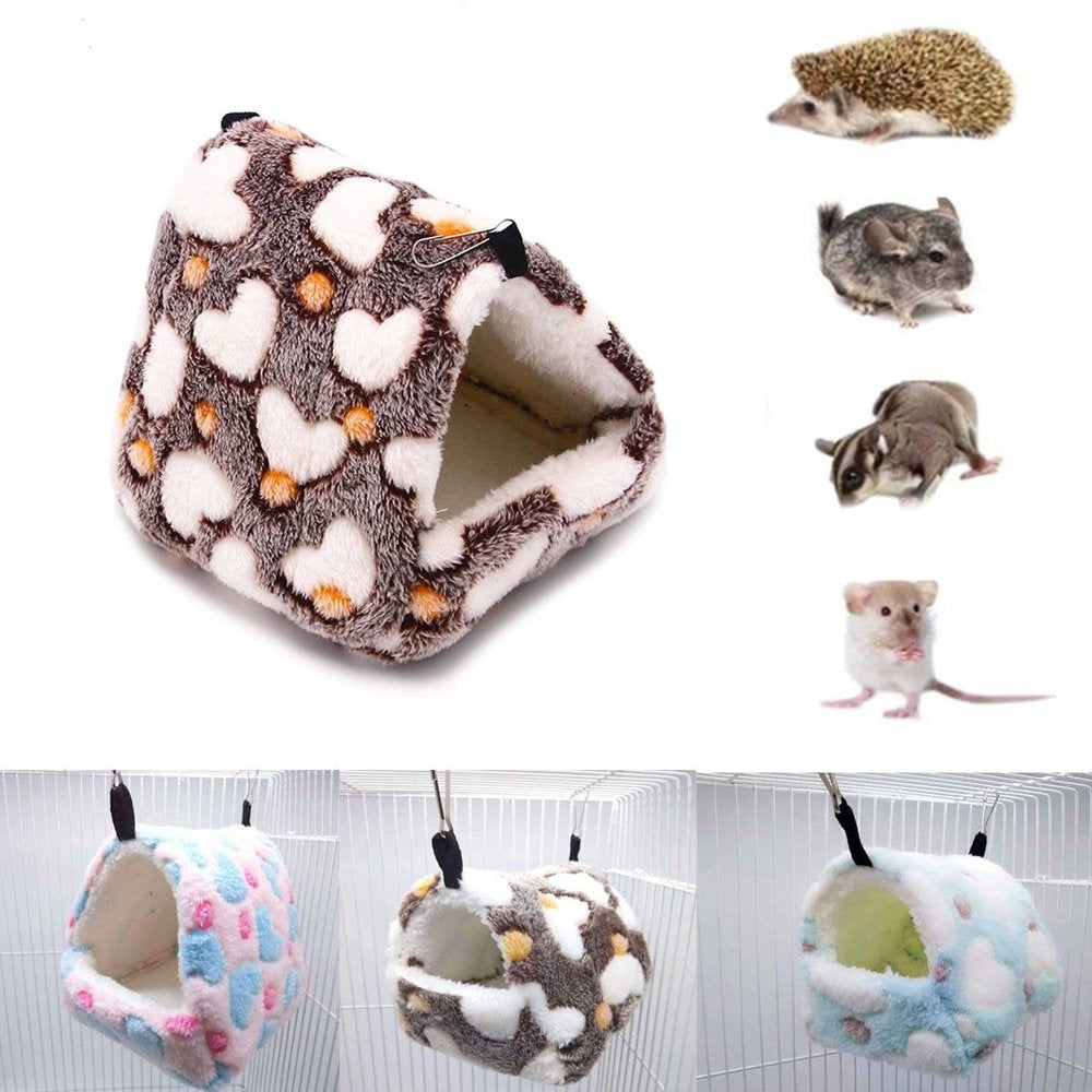 Warm Guinea Pig Bed Soft Hamster Hammock, Hamster Fideout Ferret Hammock Mat for Small Animals Bed Hamster Accessories(Coffee, L)