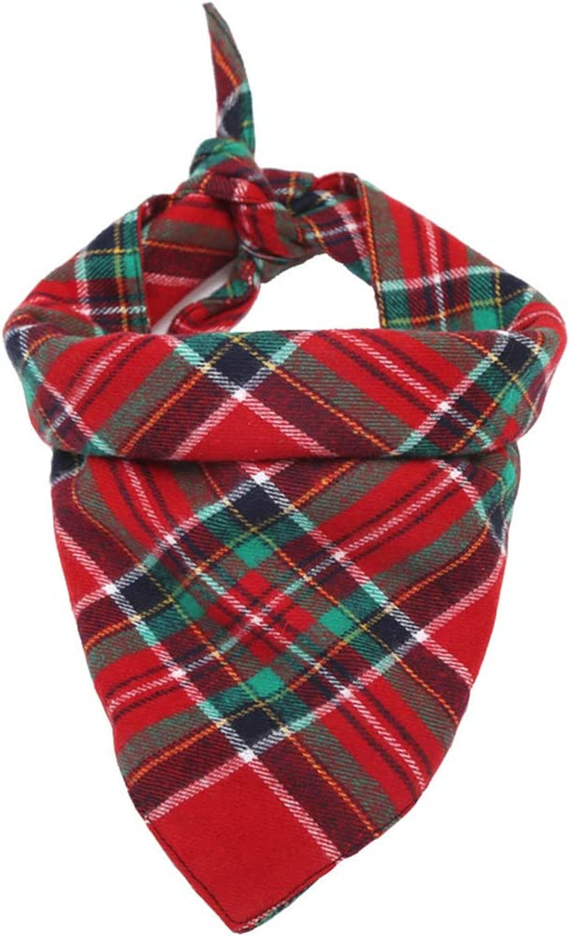 1/2 Pack Christmas Pet Dog Bandanas Triangle Bibs Scarf,Double-Cotton Plaid Printing Kerchief Set for Small Medium Size Dogs (2 Pack Double-Cotton Size L, Red Green) Animals & Pet Supplies > Pet Supplies > Dog Supplies > Dog Apparel LATFZ 1PCS,Red Green Double Cotton Size L 