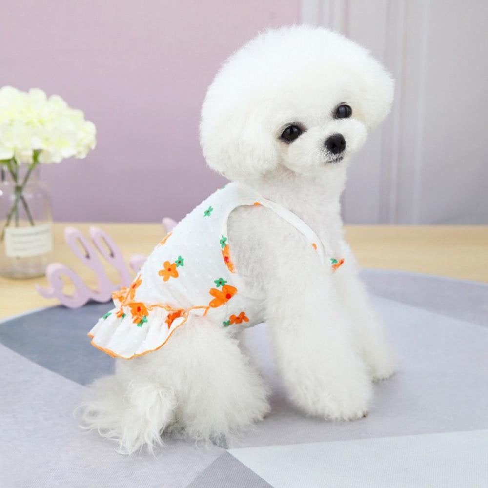 Balems Dogs Dresses Floral Pattern Eelgant Princess Dog Dress for Small Dogs Spring Summer Cat Dress Dog Apparel Animals & Pet Supplies > Pet Supplies > Cat Supplies > Cat Apparel Balems   