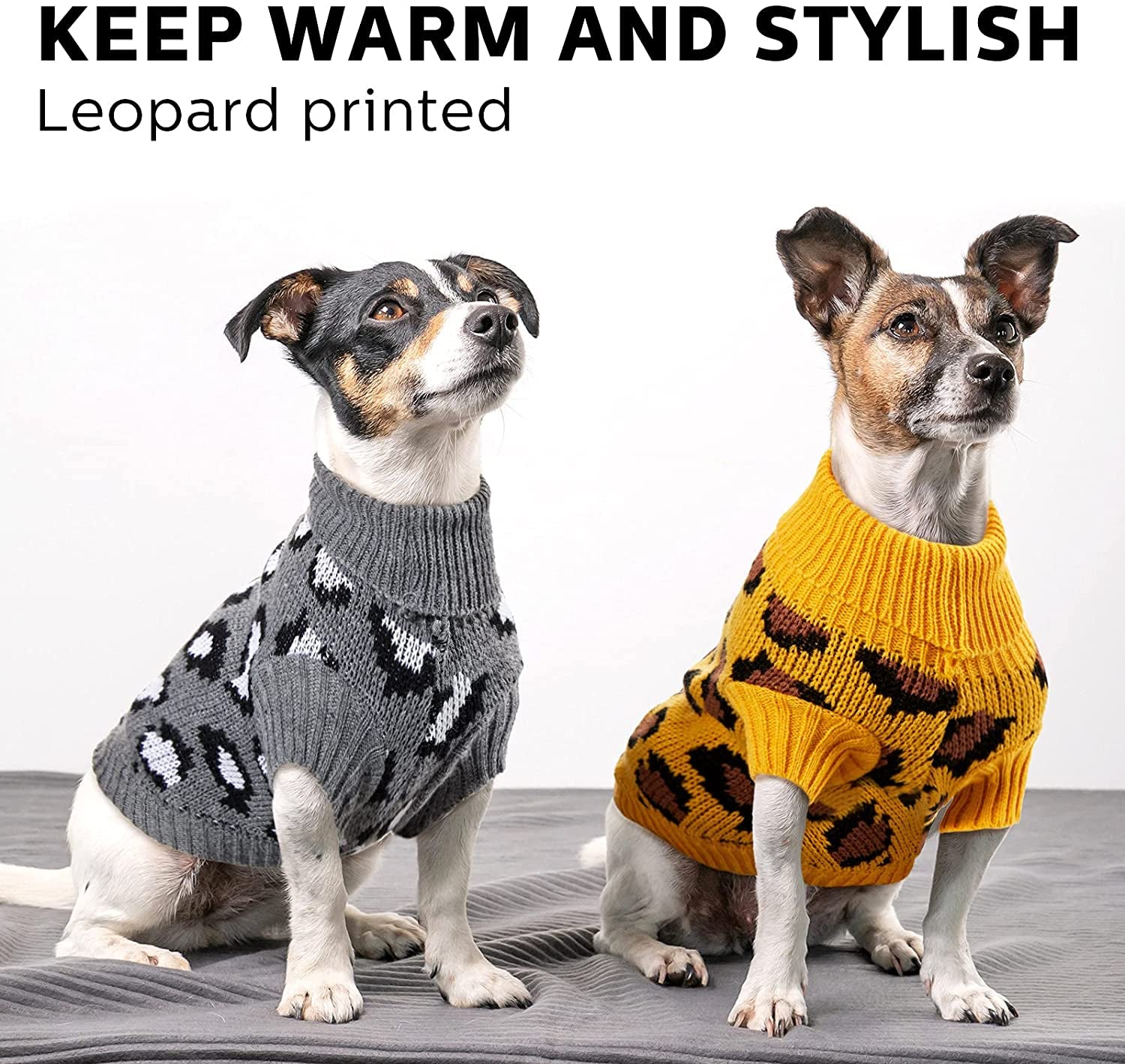 Dog Sweater Leopard Pattern 2 Pieces Dog Turtleneck Sweaters Knitwear Warm Pet Sweater Cheetah Dog Shirt Leopard Dog Sweater Puppy Outfits for Small Dogs Pet and Cat (Medium) Animals & Pet Supplies > Pet Supplies > Dog Supplies > Dog Apparel Frienda   