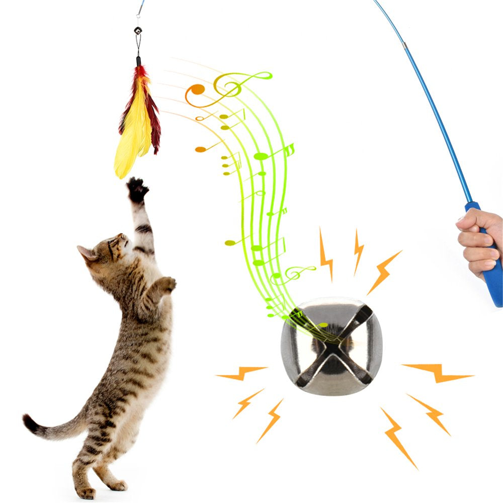 Cat Toys Interactive Cat Feather Wand, Kitten Toys Retractable Cat Wand Toy 10Pcs Natural Feather Teaser Replacements Telescopic Cat Fishing Pole Toy for Indoor Kitty Old Cat Exercise Animals & Pet Supplies > Pet Supplies > Cat Supplies > Cat Toys Ms.Dear   