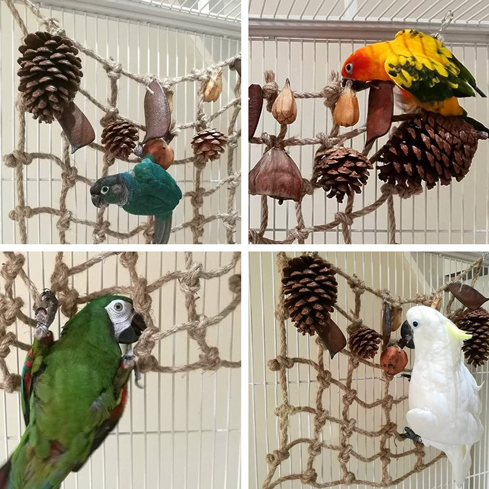 Epcany Bird Climbing Rope Net Parrot Perch Climbing Rope Ladder Parakeet Cage Hanging Toys for Small Animal 60*60Cm