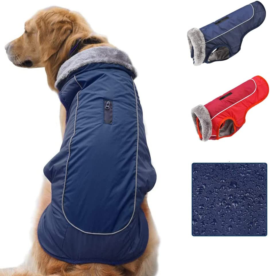 [Upgrade] Dog Winter Coat Thickened Dog Clothes Cozy Reflective Waterproof Dog Winter Jacket Warm Dog Apparel for Cold Weather British Style Fleece Vest Dog Sweater for Medium Large Dogs Animals & Pet Supplies > Pet Supplies > Dog Supplies > Dog Apparel SCPET Navy Medium 