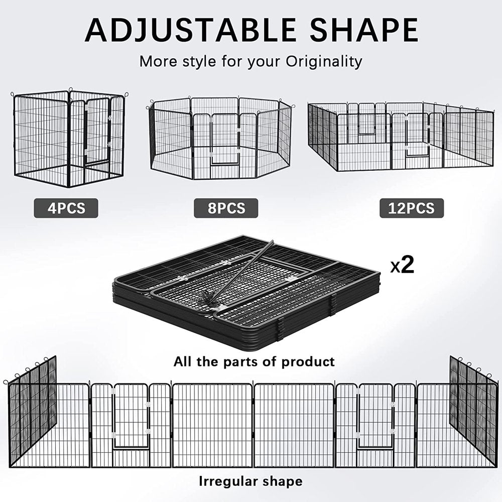 Waleaf Bold Dog Playpen for Outdoor, 16 Panels 24''/30''/40'' Height Metal Puppy Dog Fence Indoor Outdoor,Pet Exercise Pen for Rv,Camping,Yard