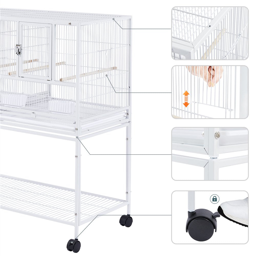 Smilemart Stackable Wide Bird Breeder Cage with Rolling Stand, White, Metal, Divided Animals & Pet Supplies > Pet Supplies > Bird Supplies > Bird Cages & Stands SmileMart   