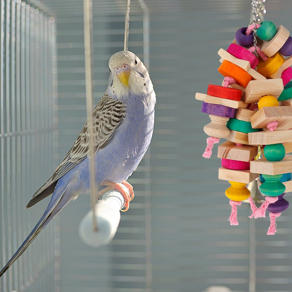 Bird Parrot Toy, Large Parrot Toy Durable Wooden Blocks Bird Chewing Toy Parrot Cage Bite Toy Suits for African Grey Cockatoos Parrots Mini Macaws Large Medium Parrot Birds