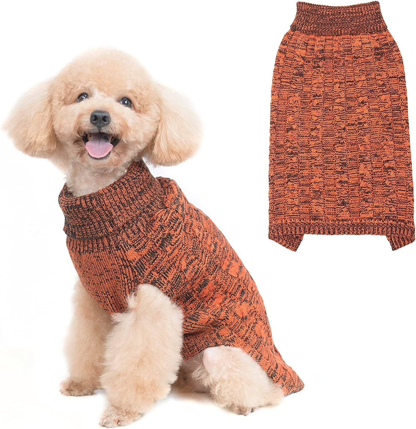 PUPTECK Dog Winter Sweaters - Classic Cold Days Dog Coat Knitted Clothes Soft Warm for Small Medium Large Dogs Indoor Outdoor Wearing Animals & Pet Supplies > Pet Supplies > Dog Supplies > Dog Apparel PUPTECK Orange S/M 