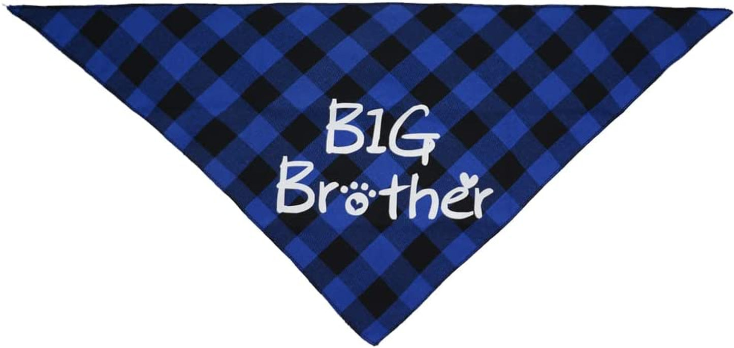 Big Brother Dog Bandanas Plaid Pregnancy Dog Bandana Reversible Triangle Bibs Pet Scarf Accessories Animals & Pet Supplies > Pet Supplies > Dog Supplies > Dog Apparel Busypaws   