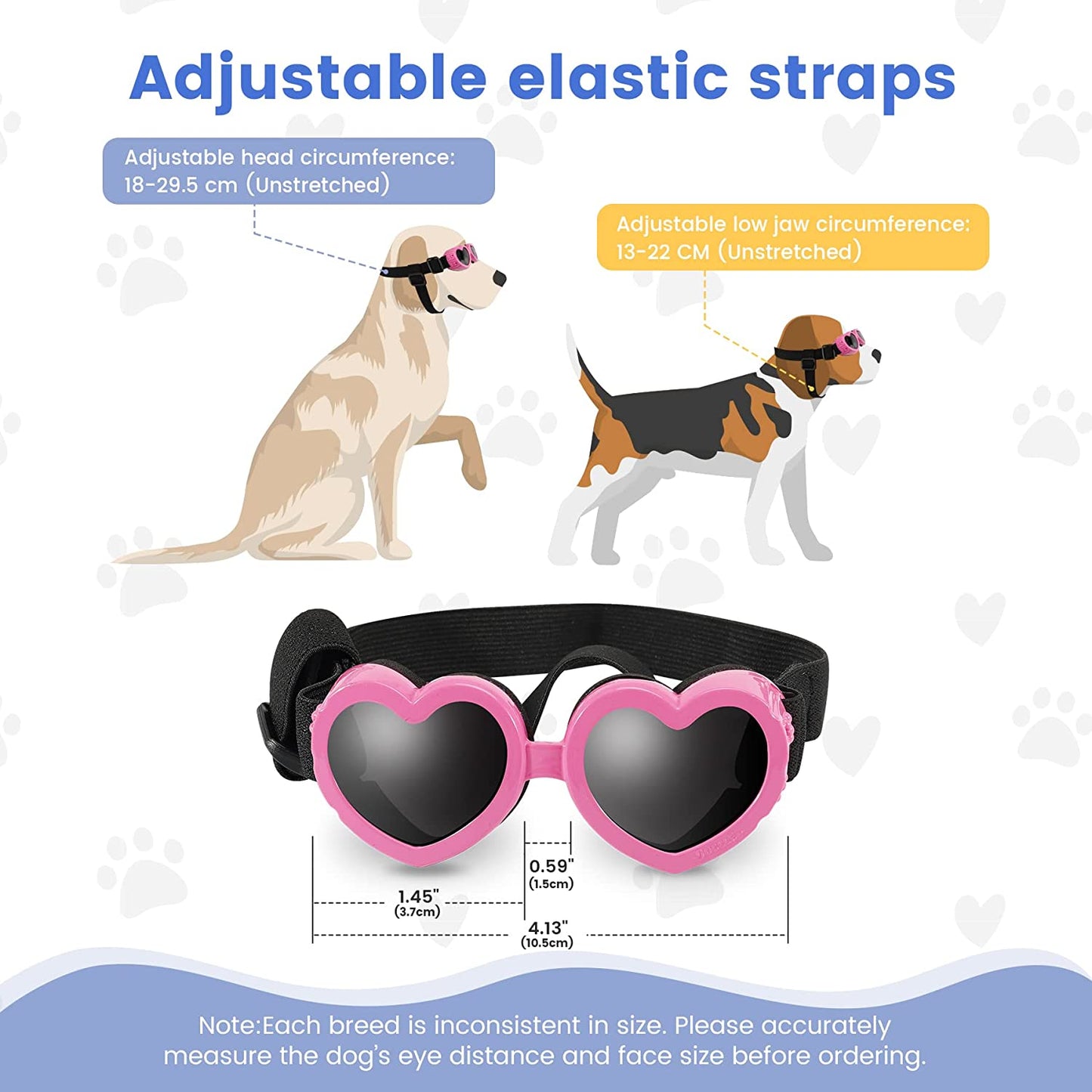 APOSU Dog Sunglasses Small Breed Goggles UV Protection with Adjustable Strap Doggy Heart Shape Anti-Fog Sunglasses Eye Wear Protection for Puppy Sun Glasses Doggie Windproof Glasses (Pink) Animals & Pet Supplies > Pet Supplies > Dog Supplies > Dog Apparel APOSU   